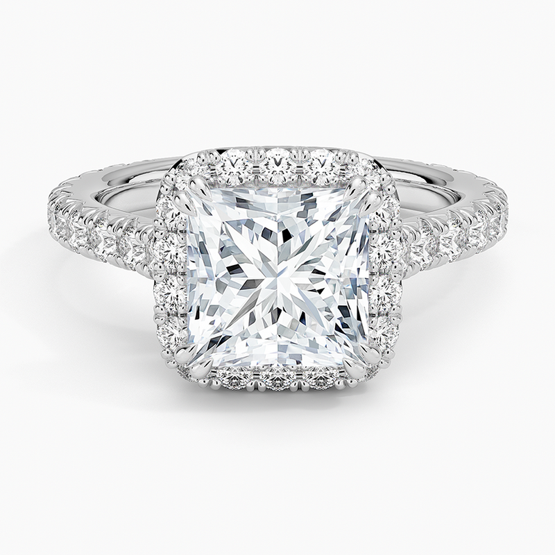 Maeve Princess lab-grown diamond ring, top view, 2 carat