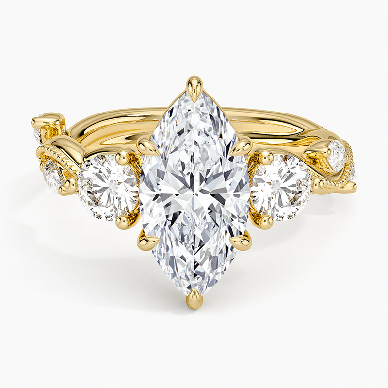 Orchid Marquise lab-grown diamond ring, top view, 2 carat
