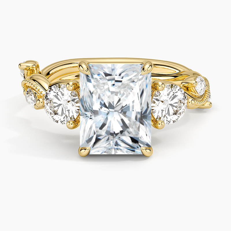 Lily Radiant lab-grown diamond ring, top view, 2 carat