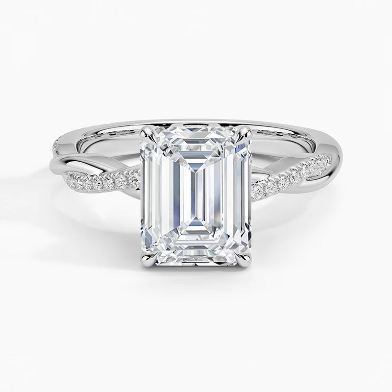 Taos Emerald lab-grown diamond ring, top view, 2 carat