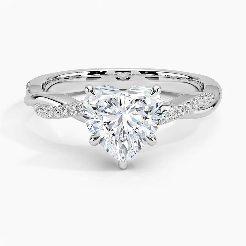 Primrose Heart lab-grown diamond ring, top view, 2 carat