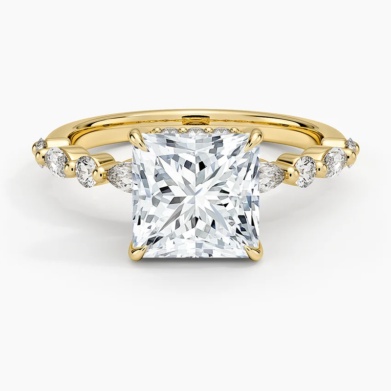 Octavia Princess lab-grown diamond ring, top view, 2 carat