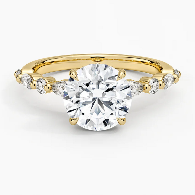 Renee Round lab-grown diamond ring, top view, 2 carat