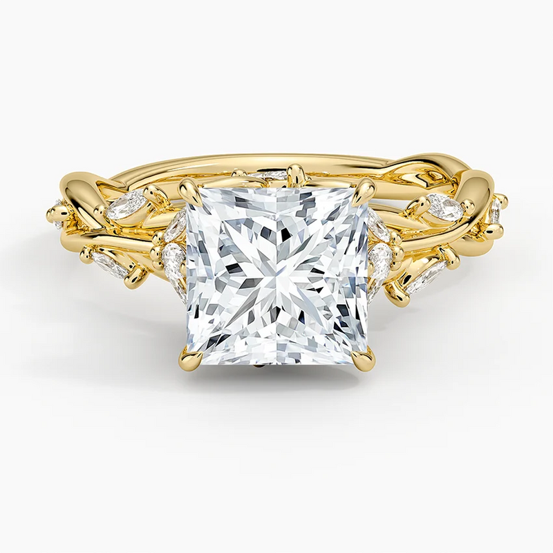 Yarrow Princess lab-grown diamond ring, top view, 2 carat