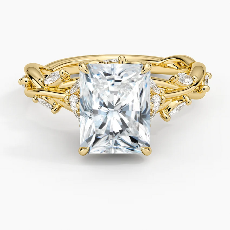 Amaryllis Radiant lab-grown diamond ring, top view, 2 carat