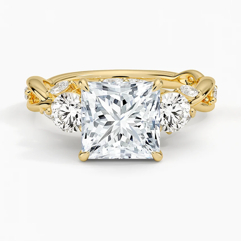 Sweetbriar Princess lab-grown diamond ring, top view, 2 carat