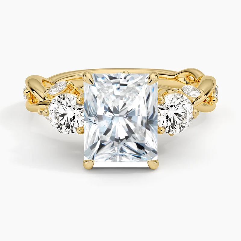 Trillium Radiant lab-grown diamond ring, top view, 2 carat