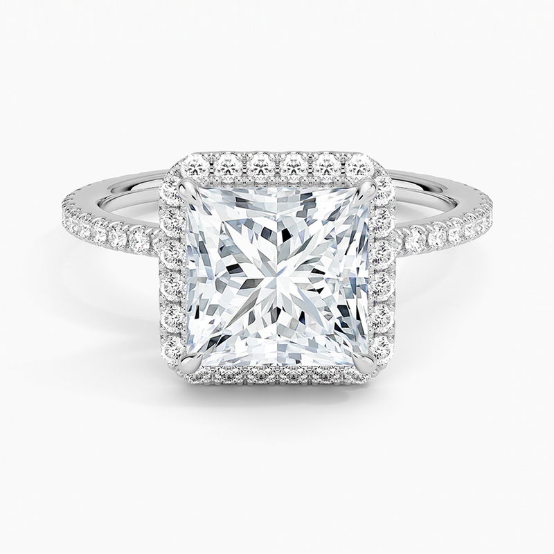 Yvonne Princess lab-grown diamond ring, top view, 2 carat