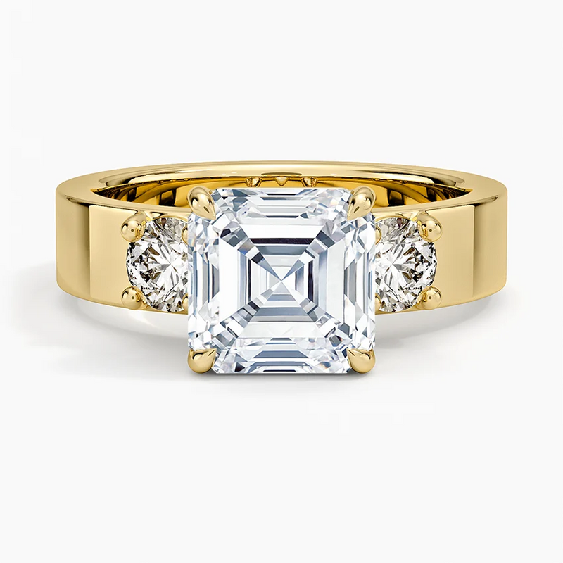Kona Asscher lab-grown diamond ring, top view, 2 carat