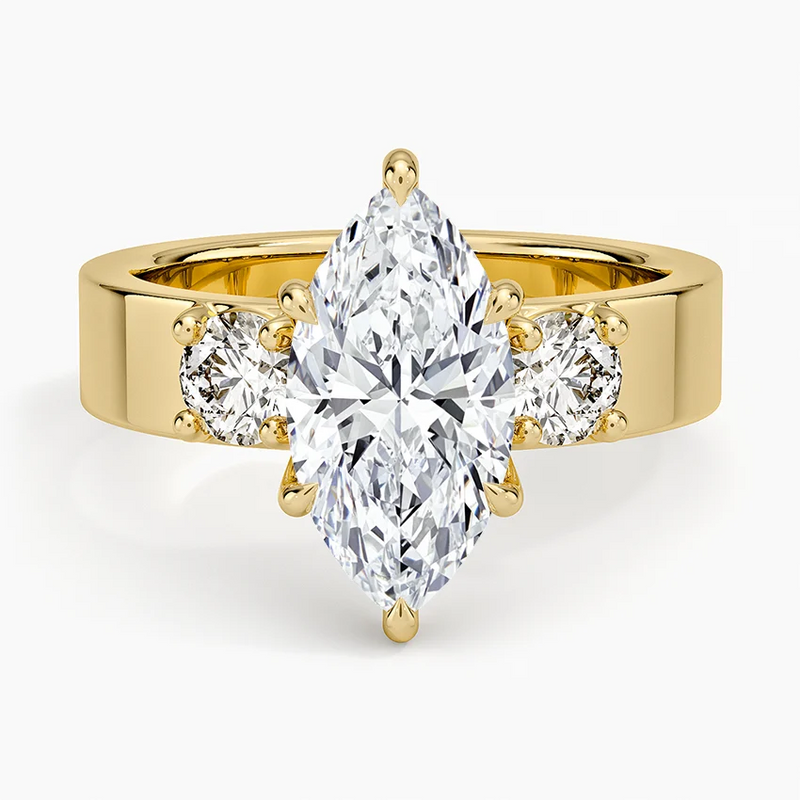 Deborah Marquise lab-grown diamond ring, top view, 2 carat