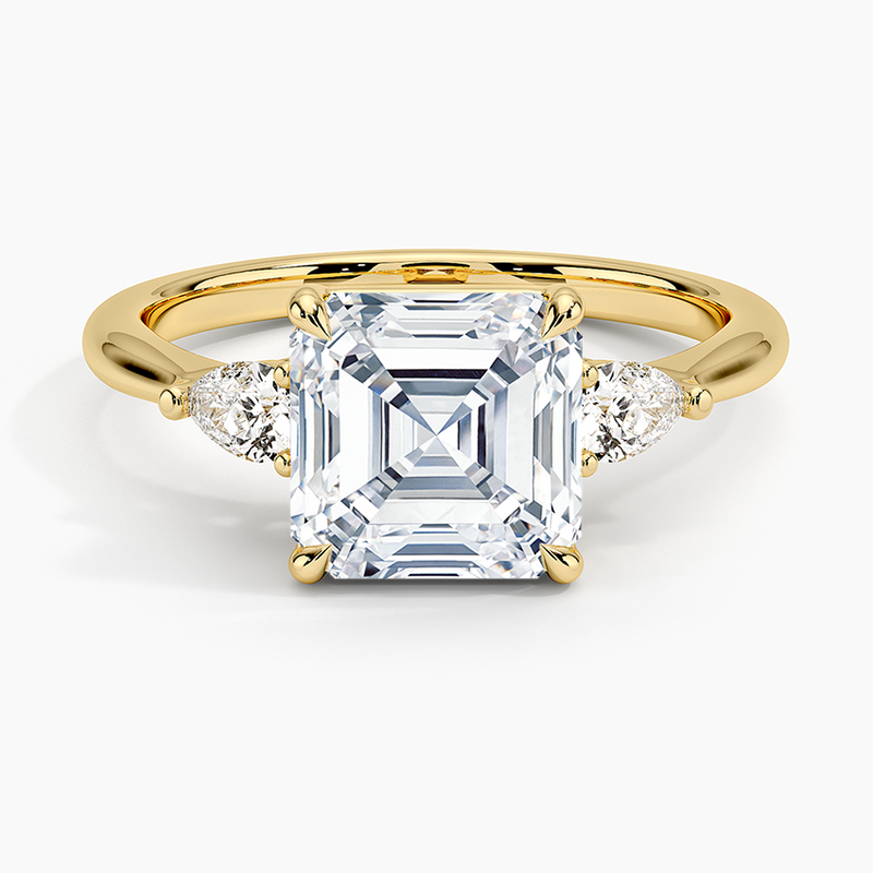White Sands Asscher lab-grown diamond ring, top view, 2 carat