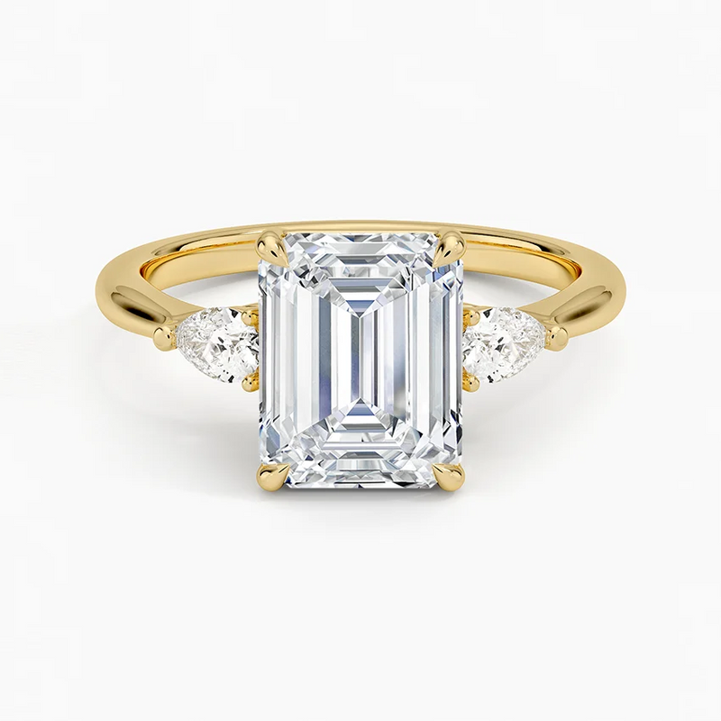 Joy Emerald lab-grown diamond ring, top view, 2 carat