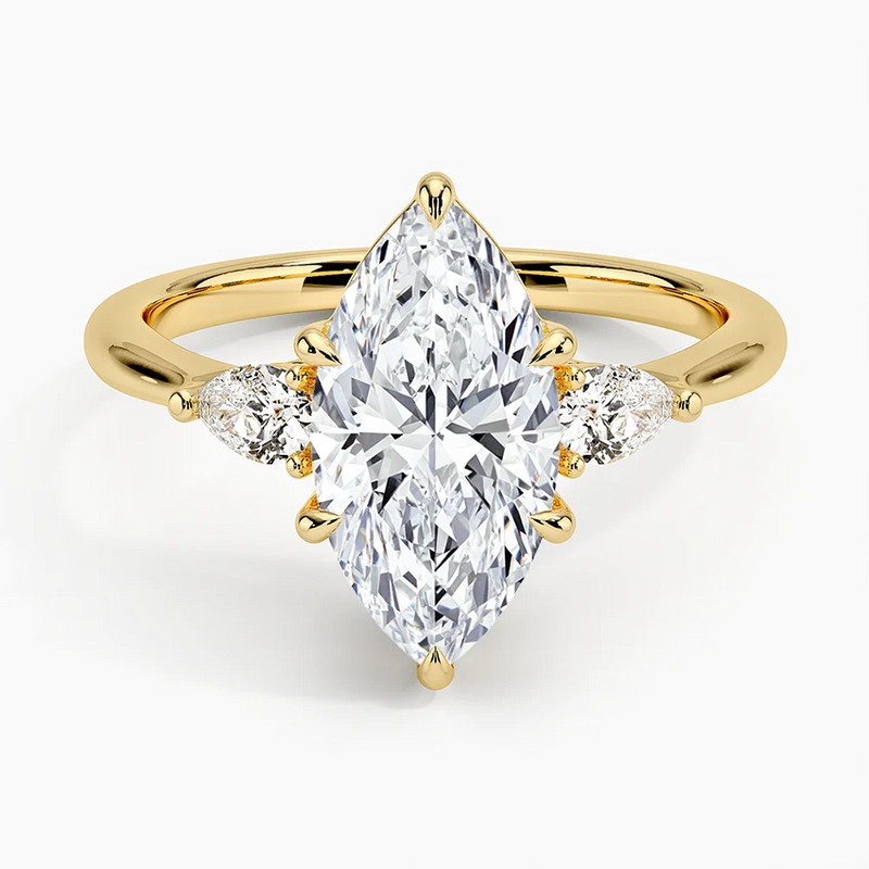 Kelsey Marquise lab-grown diamond ring, top view, 2 carat