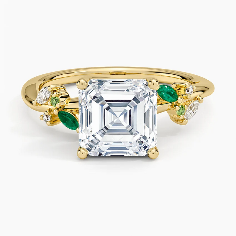Del Mar Asscher lab-grown diamond ring, top view, 2 carat