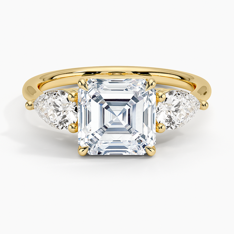 Carmen Asscher lab-grown diamond ring, top view, 2 carat