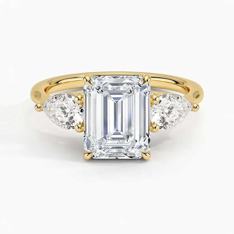 Edith Emerald lab-grown diamond ring, top view, 2 carat