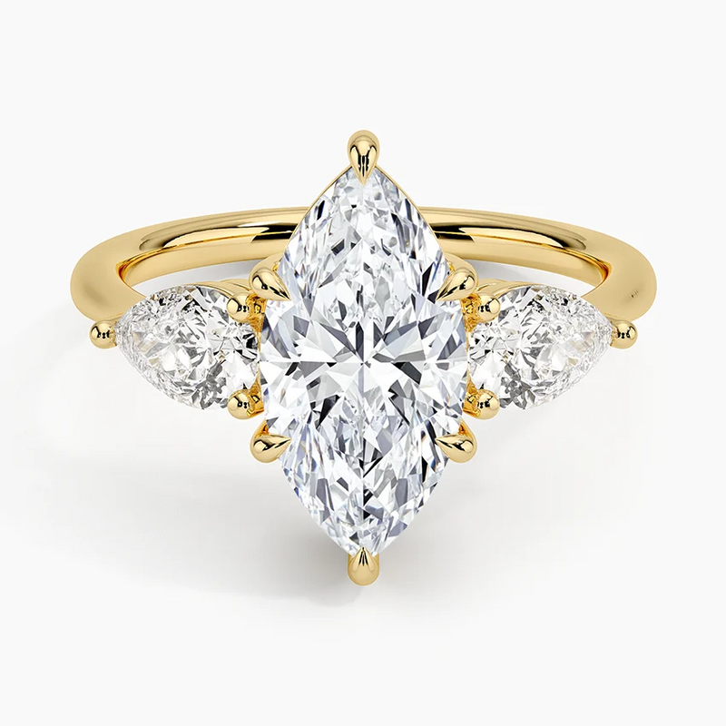 Flora Marquise lab-grown diamond ring, top view, 2 carat