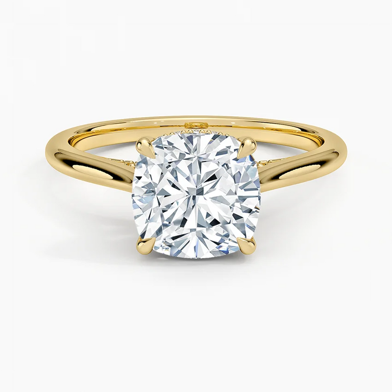 Meredith Cushion lab-grown diamond ring, top view, 2 carat