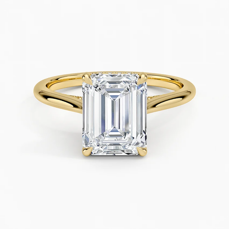 Siena Emerald lab-grown diamond ring, top view, 2 carat