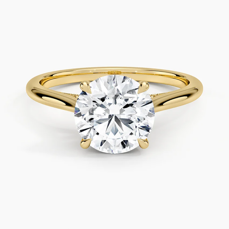 Trista Round lab-grown diamond ring, top view, 2 carat