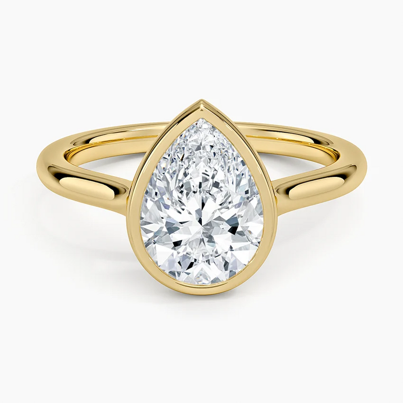 Ursula Pear lab-grown diamond ring, top view, 2 carat