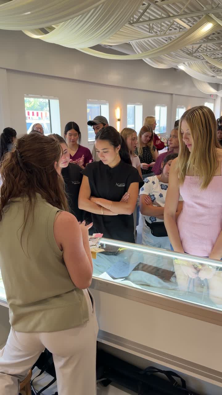 A closer view of guests at the display