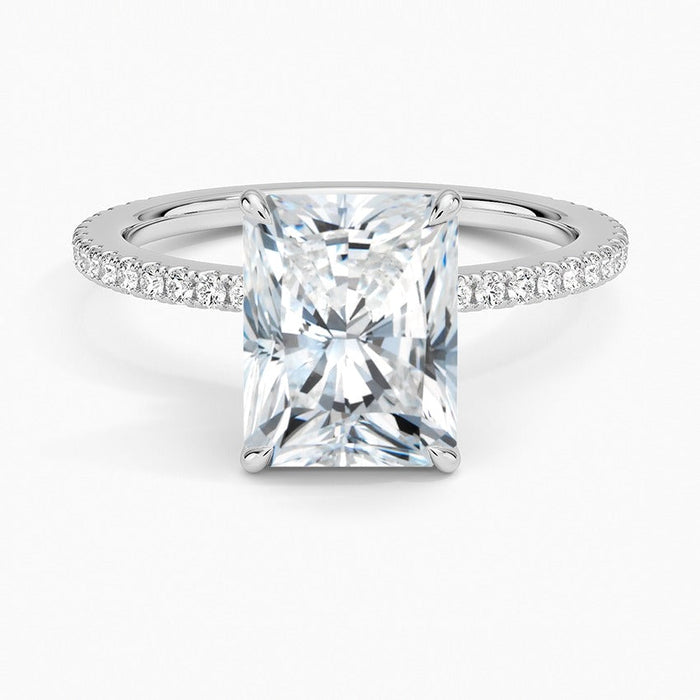 Bellagio engagement-ring design shown in white metal
