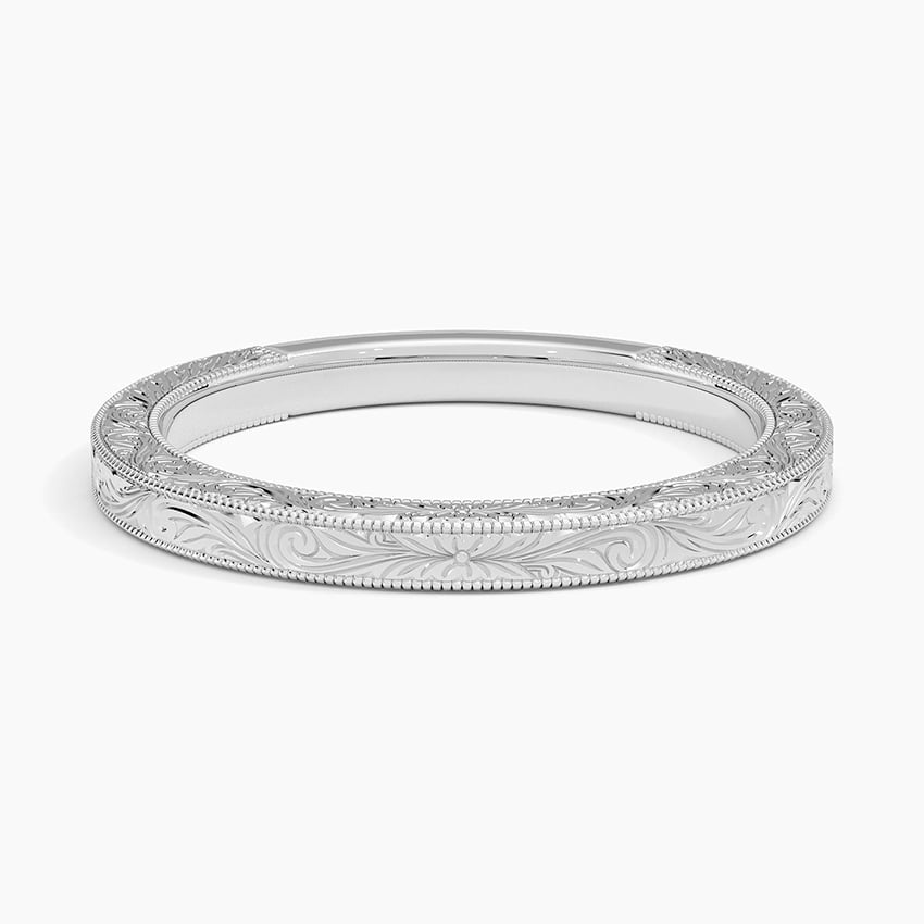 Hand-Engraved Scroll - White Gold - Top