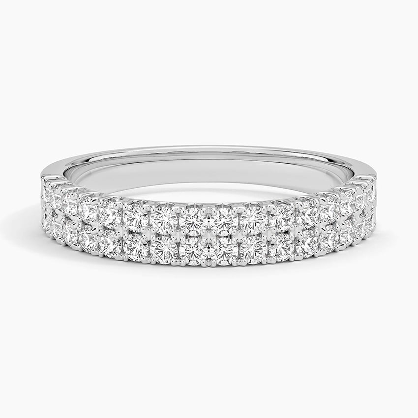 Double Prong Row - White Gold - Top