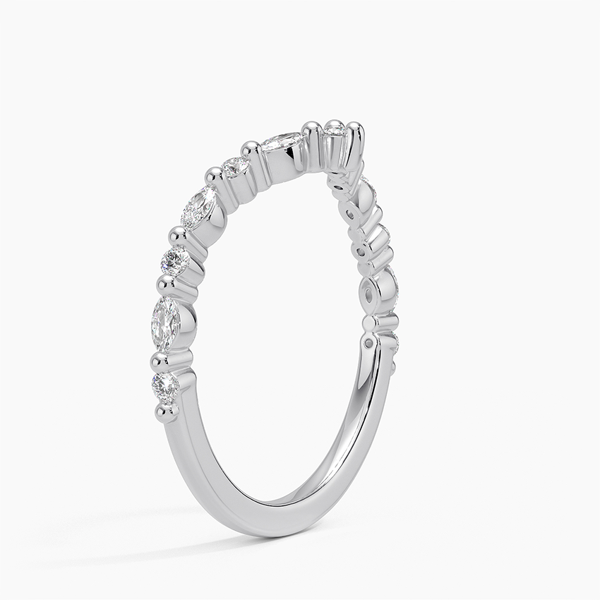 Petite Marquise Curve - White Gold - Side 1