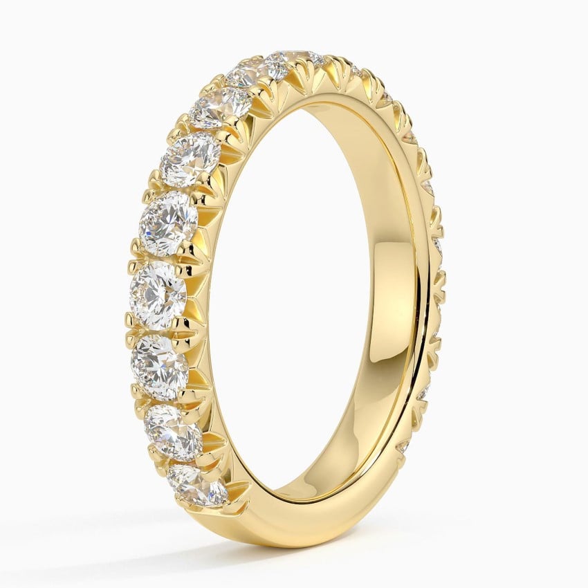 Wide Three-Quarter Pavé - Yellow Gold - Side 1