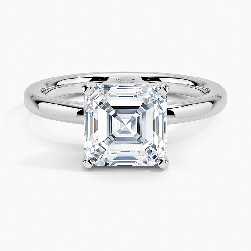 Sundown Asscher lab-grown diamond ring, top view, 2 carat