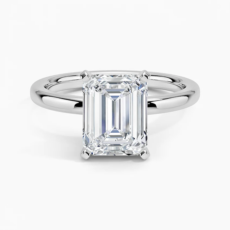 Moonlight Emerald lab-grown diamond ring, top view, 2 carat