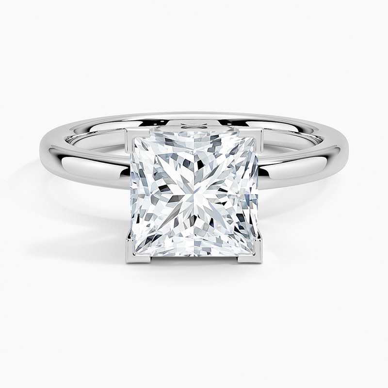 Sitka Princess lab-grown diamond ring, top view, 2 carat