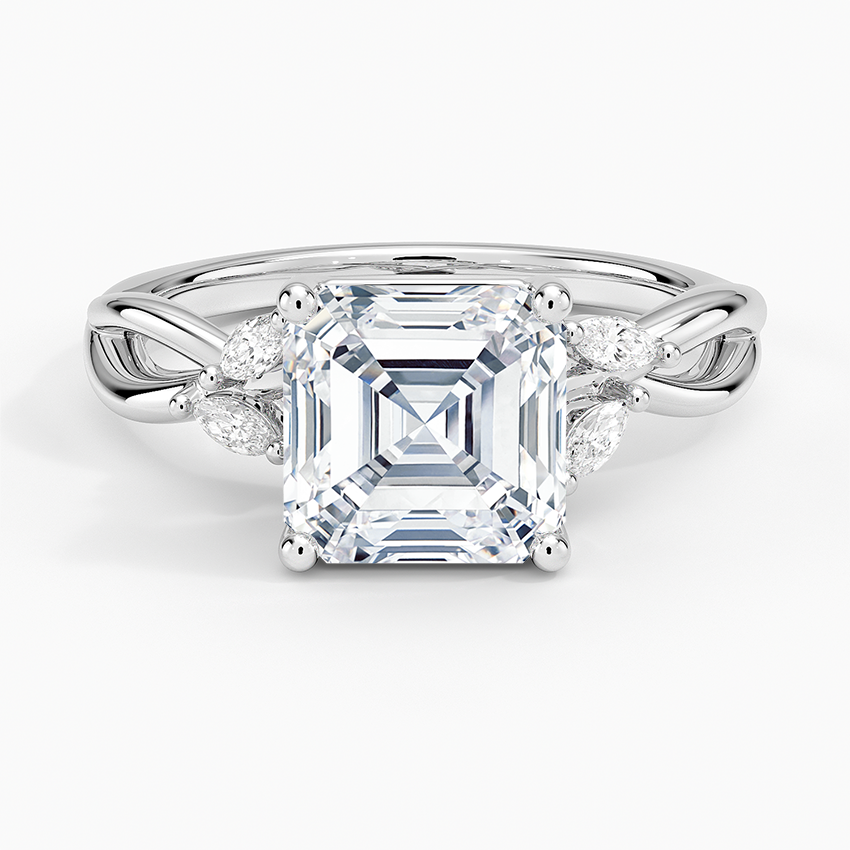 Key West Asscher lab-grown diamond ring, top, 2 ct