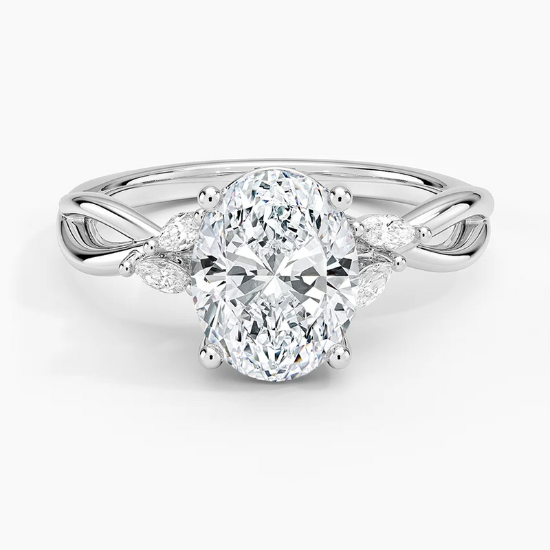 Noosa Oval lab-grown diamond ring, top view, 2 carat
