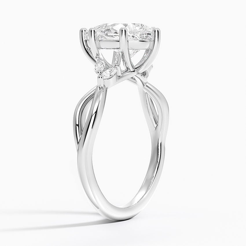 Lavender Pear lab-grown diamond ring, side1, 2 ct