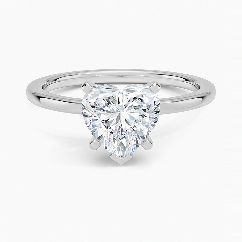 Juneau Heart lab-grown diamond ring, top view, 2 carat