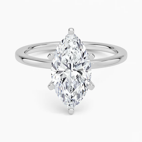 Acadia Marquise lab-grown diamond ring, top view, 2 carat