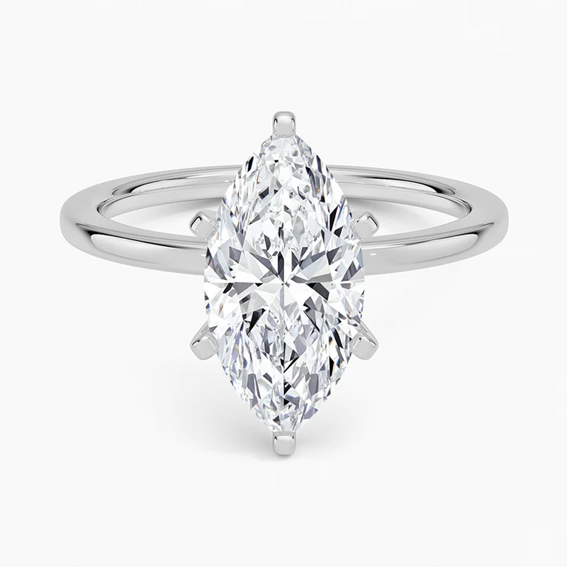 Acadia Marquise lab-grown diamond ring, top view, 2 carat