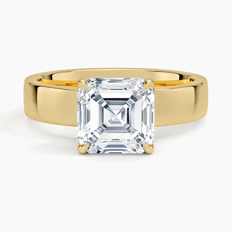 Drift Asscher lab-grown diamond ring, top view, 2 carat