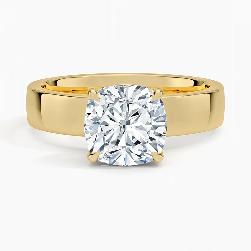 Jasper Cushion lab-grown diamond ring, top view, 2 carat