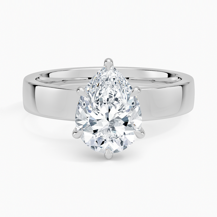 Linden Pear lab-grown diamond ring, top, 2 ct