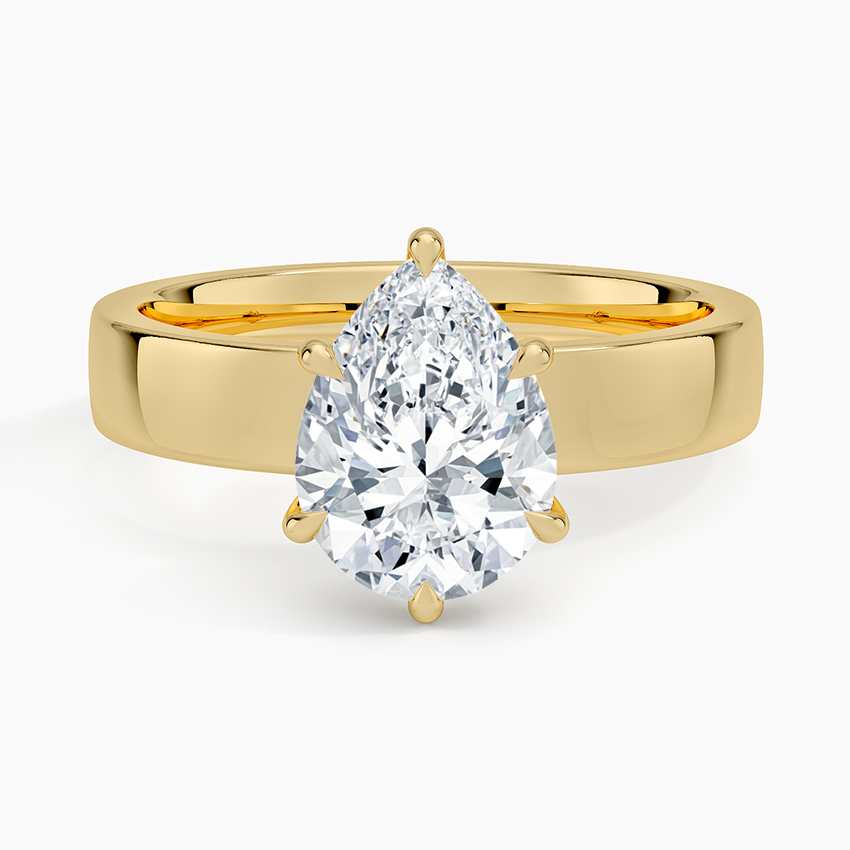 Linden Pear lab-grown diamond ring, top, 2 ct