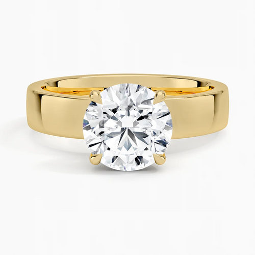 Alpine Round lab-grown diamond ring, top view, 2 carat