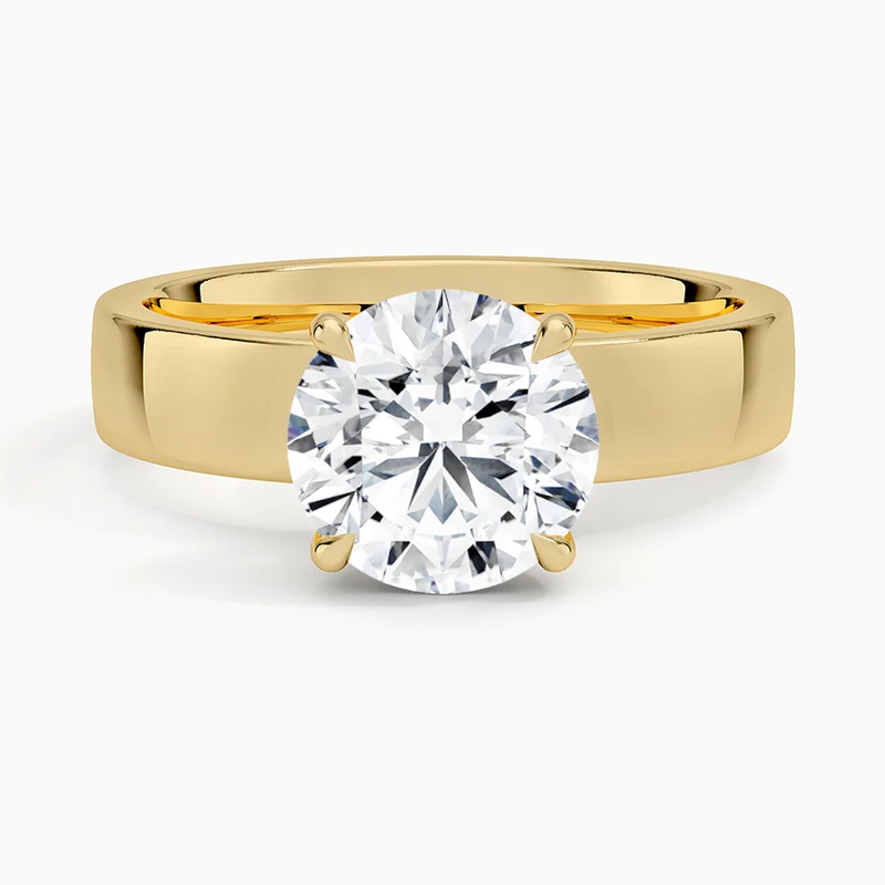 Alpine Round lab-grown diamond ring, top view, 2 carat