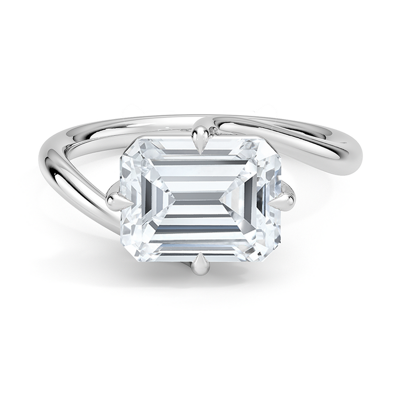 Camden Emerald lab-grown diamond ring, top view, 2 carat
