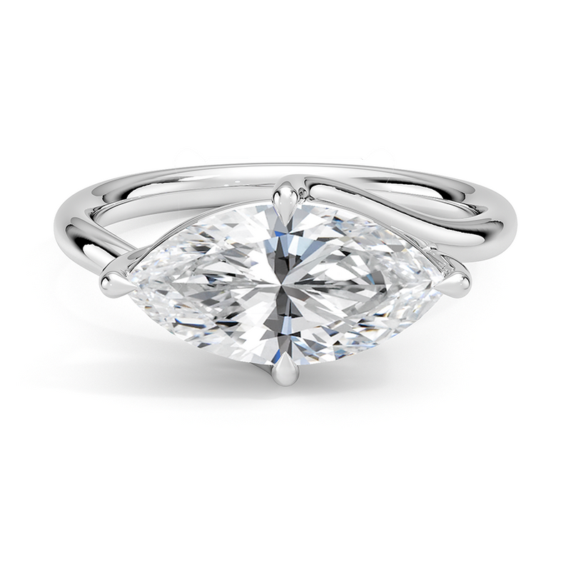 Maple Marquise lab-grown diamond ring, top view, 2 carat