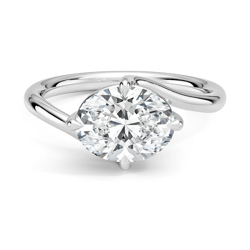 Orta Oval lab-grown diamond ring, top view, 2 carat