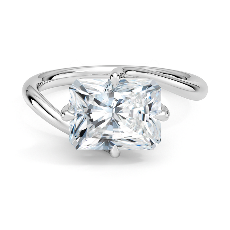 Lake Louise Radiant lab-grown diamond ring, top view, 2 carat